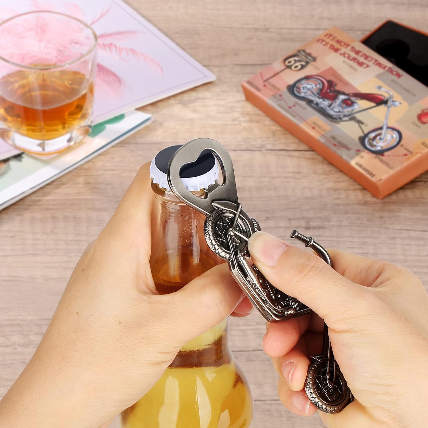 ULLEA Motorcycles Beer Bottle Openers, Birthday Christmas Gifts for Men Women Husband Boyfriend, Beer Gifts for Men, Motorbike Gifts for Men, Presents for Dad, with Gift Box and Card image 5