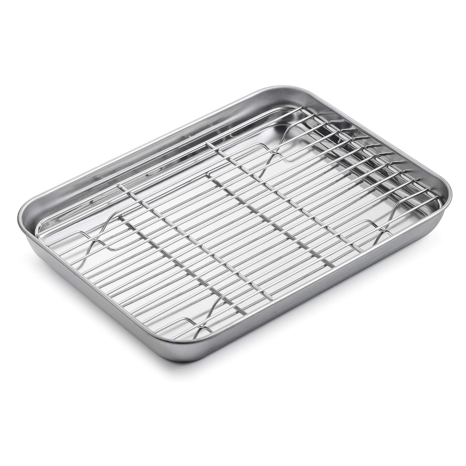 Baking Sheets with Cooling Rack Set, Stainless Steel Baking Tray for Oven, Baking Sheet & Grates 2/1, Cookie Pan Organizer Rack Nonstick Heavy Duty Kitchen Bakeware Small