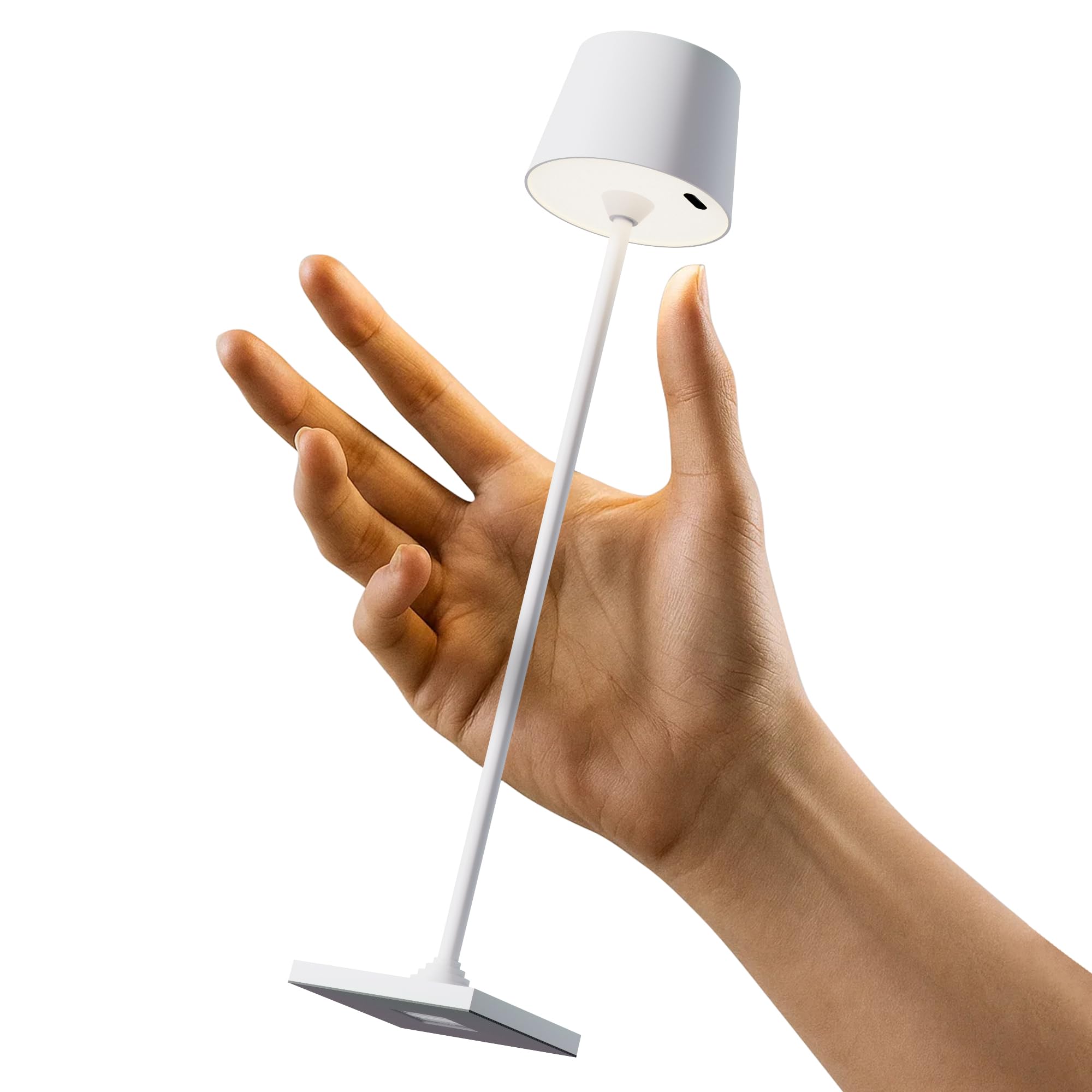 Photo 1 of Timjorman Compact Cordless Table Lamp, Rechargeable LED Night Light, Dual Light Source (RGB Top & Warm Bottom), Touch Control & Timer, Metal Lamp for Bedroom & Kids Room (White 1PACK)