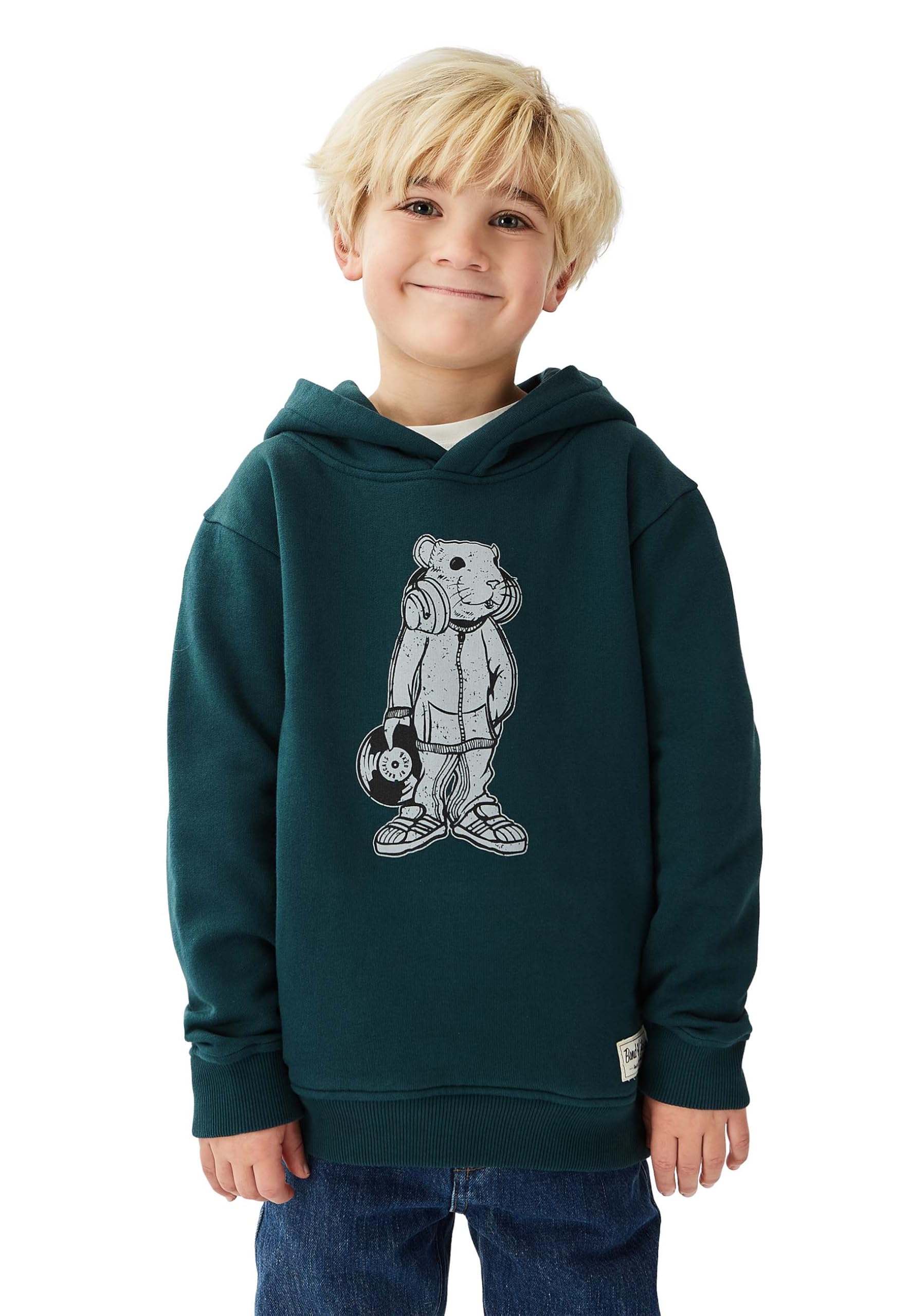 Band of Rascals Dziecięca bluza z kapturem DJ z bawełny ekologicznej, Racing-Green, 134