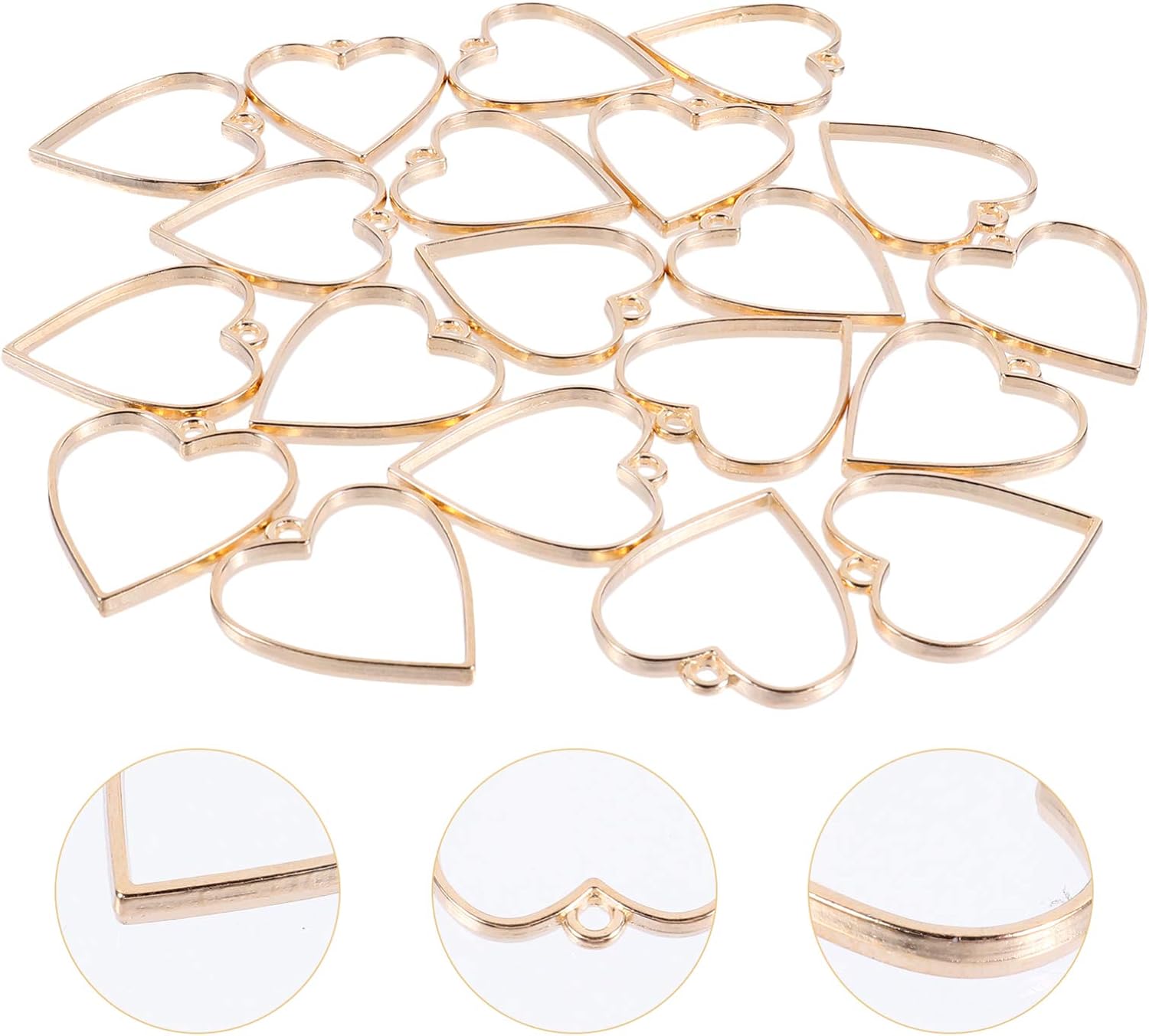 Milisten 20pcs Heart Shape Open Bezel Pendants Charms Resin Molds for Jewelry Findings DIY Pressed Flower Frame Hollow Trays for Wedding Valentines Day Earrings Necklace Gold - Image 5