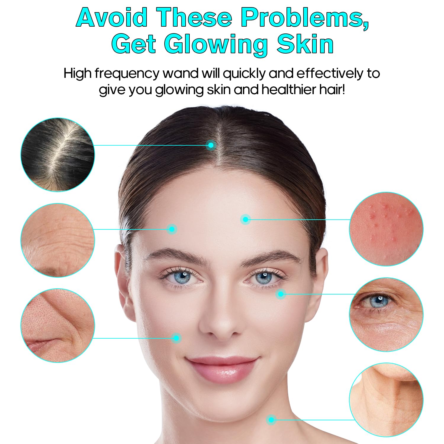 Bacchetta Alta Frequenza Viso - UUPAS Professionale 4 Argon Alta Frequenza - Massaggiatore Portatile Alta Frequenza per il Rafforzamento Della Pelle, le Rughe, L'acne e la Perdita di Capelli