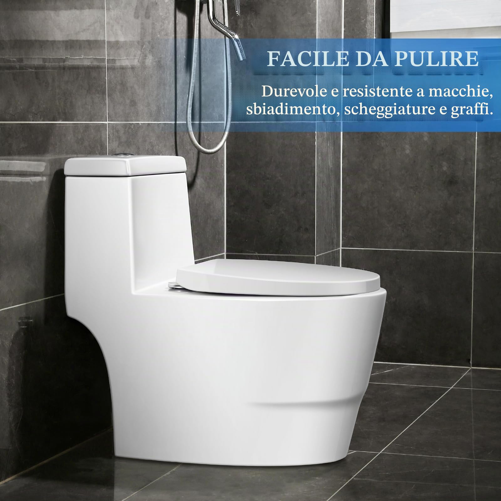 YunNasi - Sedile per WC a forma di D, chiusura rallentata, sgancio rapido e regolabile, dimensioni: 46 * 36 cm