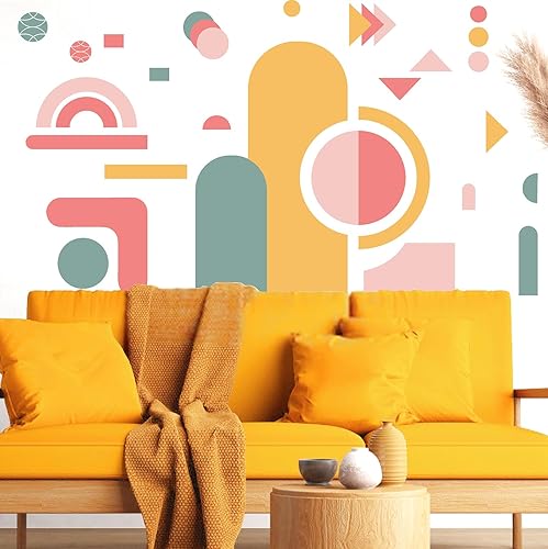 Miniatura 5 de Kazova Calcomanía de pared bohemia para despegar y pegar, estilo bohemio, arte de pared moderno para sala de estar, arte de pared de arco iris,