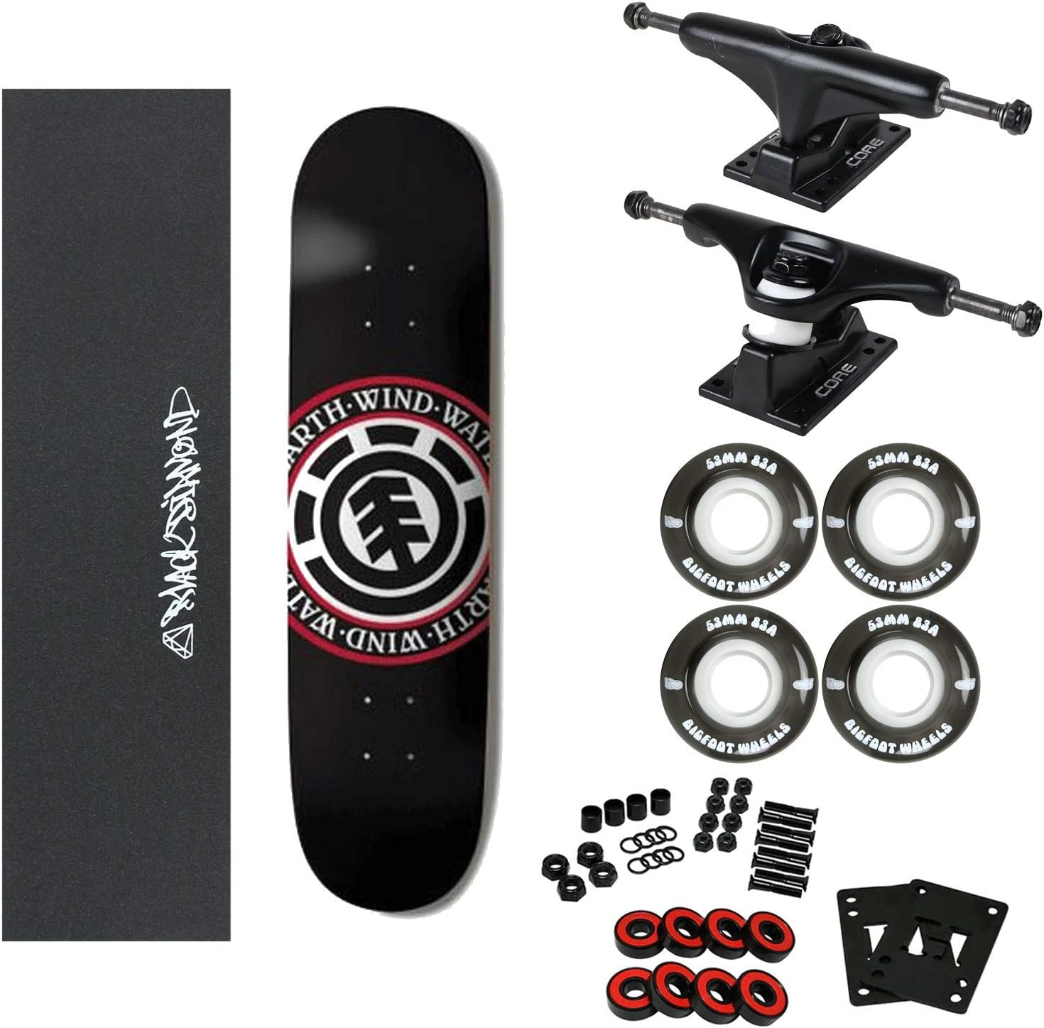 Element Skateboard Complete Seal Black 7.75" with 83A Soft Wheels
