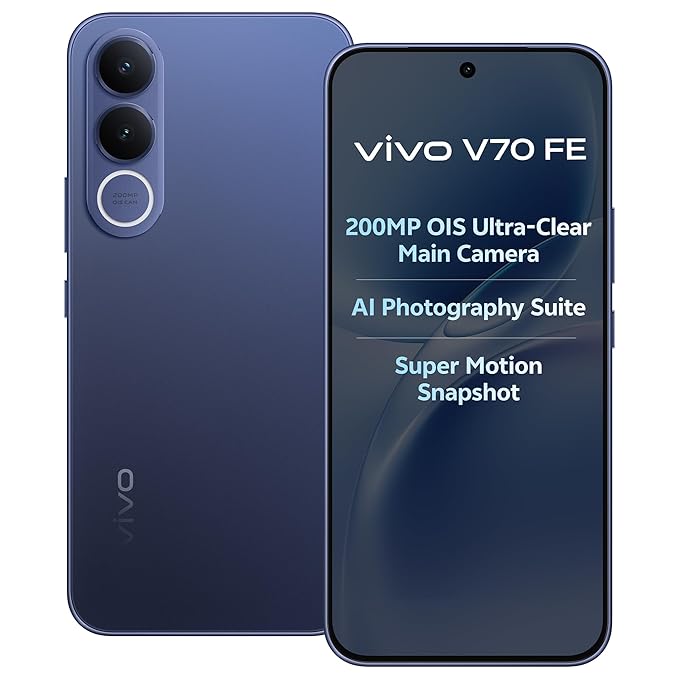 vivo V70 FE 5G (Monsoon Blue, 8GB RAM, 128GB Storage) with No Cost EMI/Additional Exchange Offers