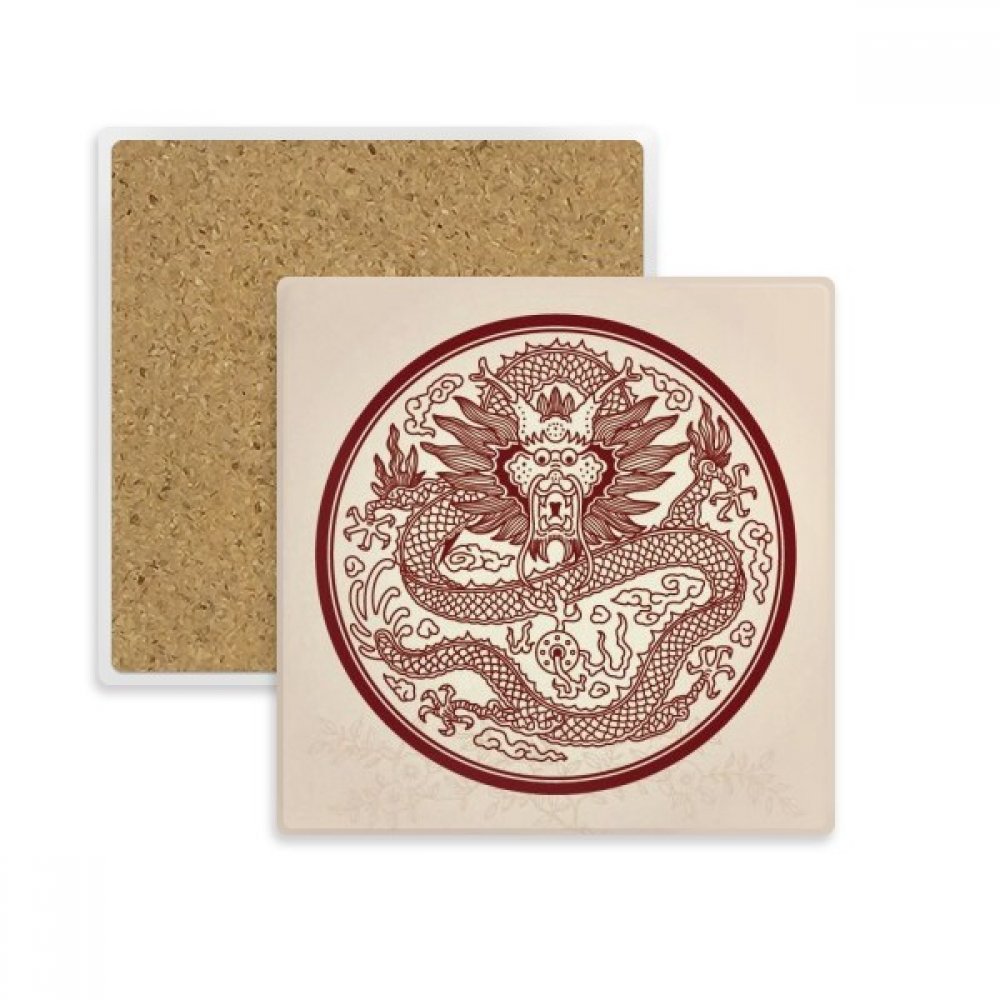 Coaster dragon chinois carré pierre absorbante tasse boisson dessous de verre
