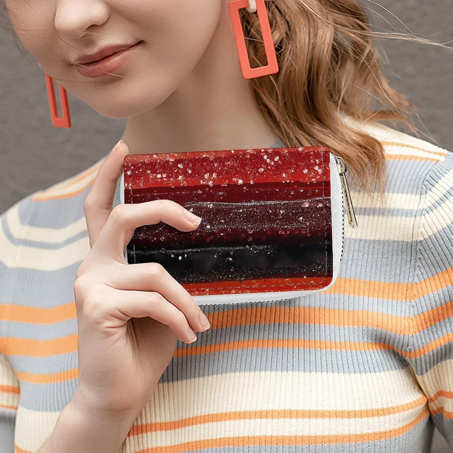 Candy Gummy Strips Colorful Small Business Credit Card Holder Wallet with 20 Card Slots Case Coin Purse Pouch