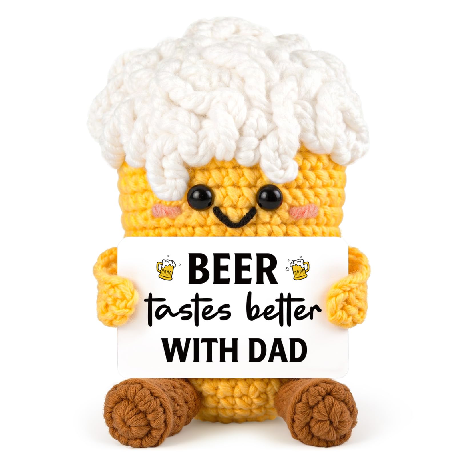 Leebbsin Fathers Day Dad Gifts from Daughter Son- Handmade Funny Crochet Beer- Birthday Gift for Dad Daddy Stepdad who Loves Beer, Presents for Dads, Adorable Decor for Room Desk