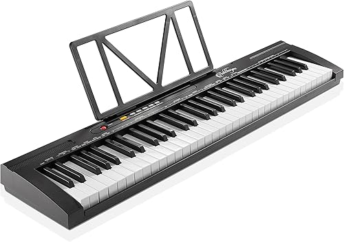 Miniatura 2 de Ashthorpe Piano de teclado electrónico digital de 61 teclas para principiantes, incluye auriculares, micrófono y calcomanías de Keynote