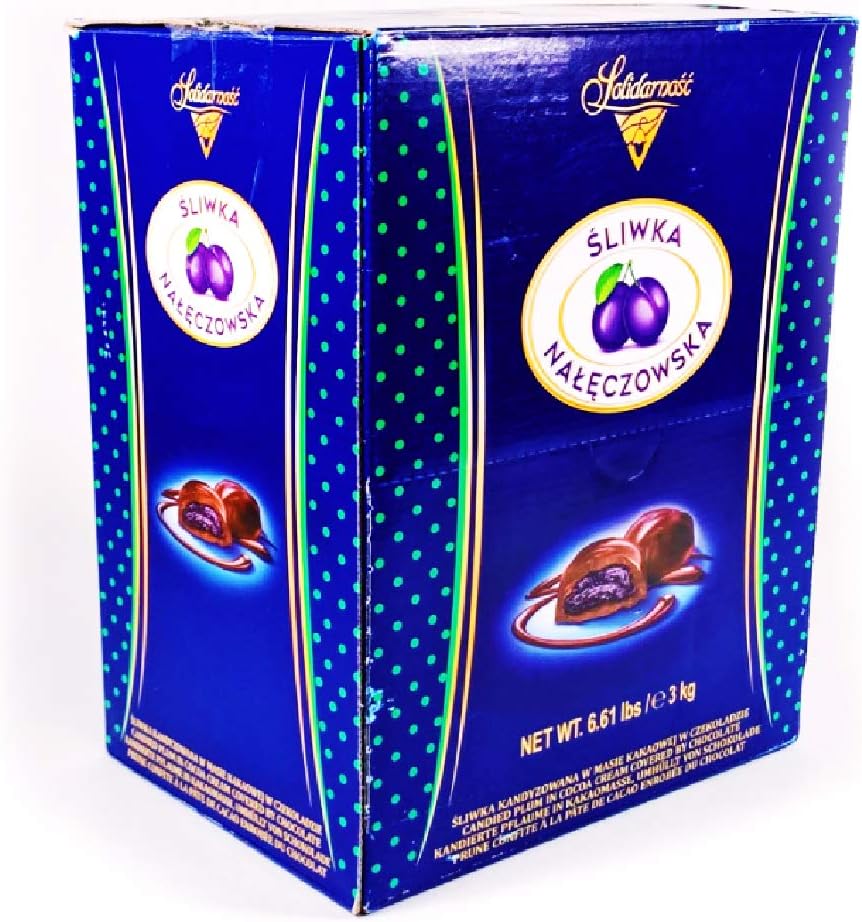 Candied Plums with Cocoa Cream and Chocolate, Polish Prunes, Sliwka Naleczowska Big Candy Box 3 kg | 6.6 lb