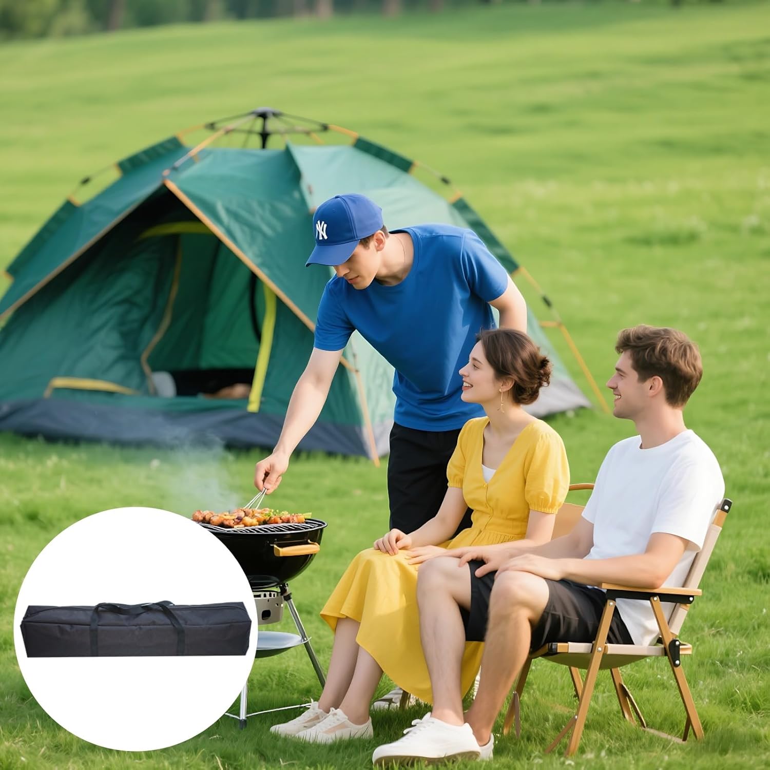 Black Waterproof Outdoor Oxford 600D Fabric Storage Bag, Zippered With Handle Straps, 7.87 In (20 Cm) High, 59.06 In (150 Cm) Long, 7.87 In (20 Cm) Wide For Patio Umbrella, Folding Tables, And Chairs