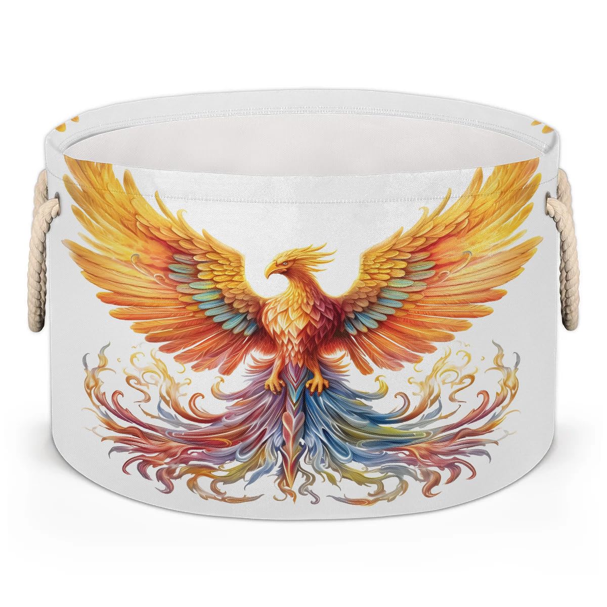 Gumuslen Beautiful Phoenix Bird Storage Basket Collapsible Storage Bins with Handle Organizer Clothes Laundry Hamper Kids Toys Blanket Baby Nursery Gift Basket for Bathroom Bedroom Decor