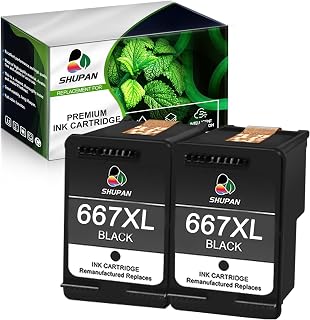 667 Ink Cartridges Black Value Pack Compatible Ink Cartridge Replacement for HP 667XL 667 XL Ink Cartridges, for HP DeskJet 1275 2374 2375 2376 2775 2776 6075 6475 6476 Printers (2 Black