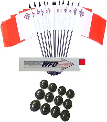 Miniatura 74 de Una docena de banderas y bases de escritorio Nauru, 12 banderas de poliéster en miniatura para oficina y pequeñas con 12 soportes negros Banderas