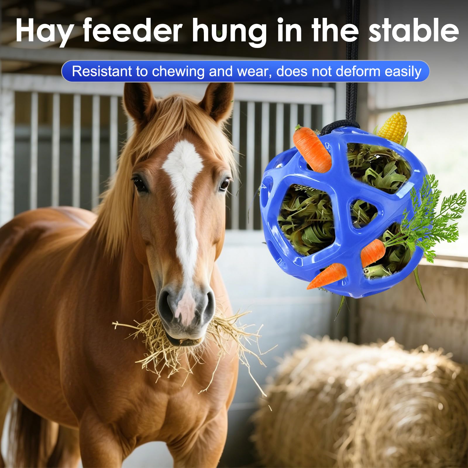 Pelota de juguete para caballos de 19 cm, rellenable con zanahorias, alivio del estrés