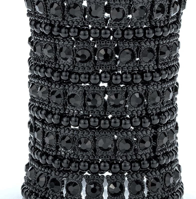 Szxc Womens Ballroom Rhinestone Stretch Cuff Bracelets Fit Wrist Circumference from 6.5" to 7.8" - Lead & Nickle Free - Image 2