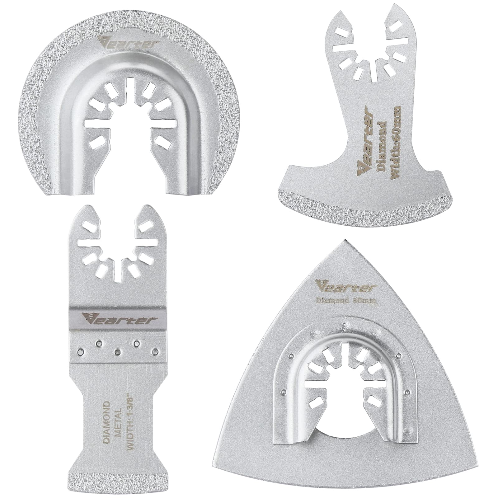 Juego de 4 hojas de sierra oscilante de diamante multiherramienta, kits universales de reparación de azulejos de liberación rápida para eliminación de lechada de arena