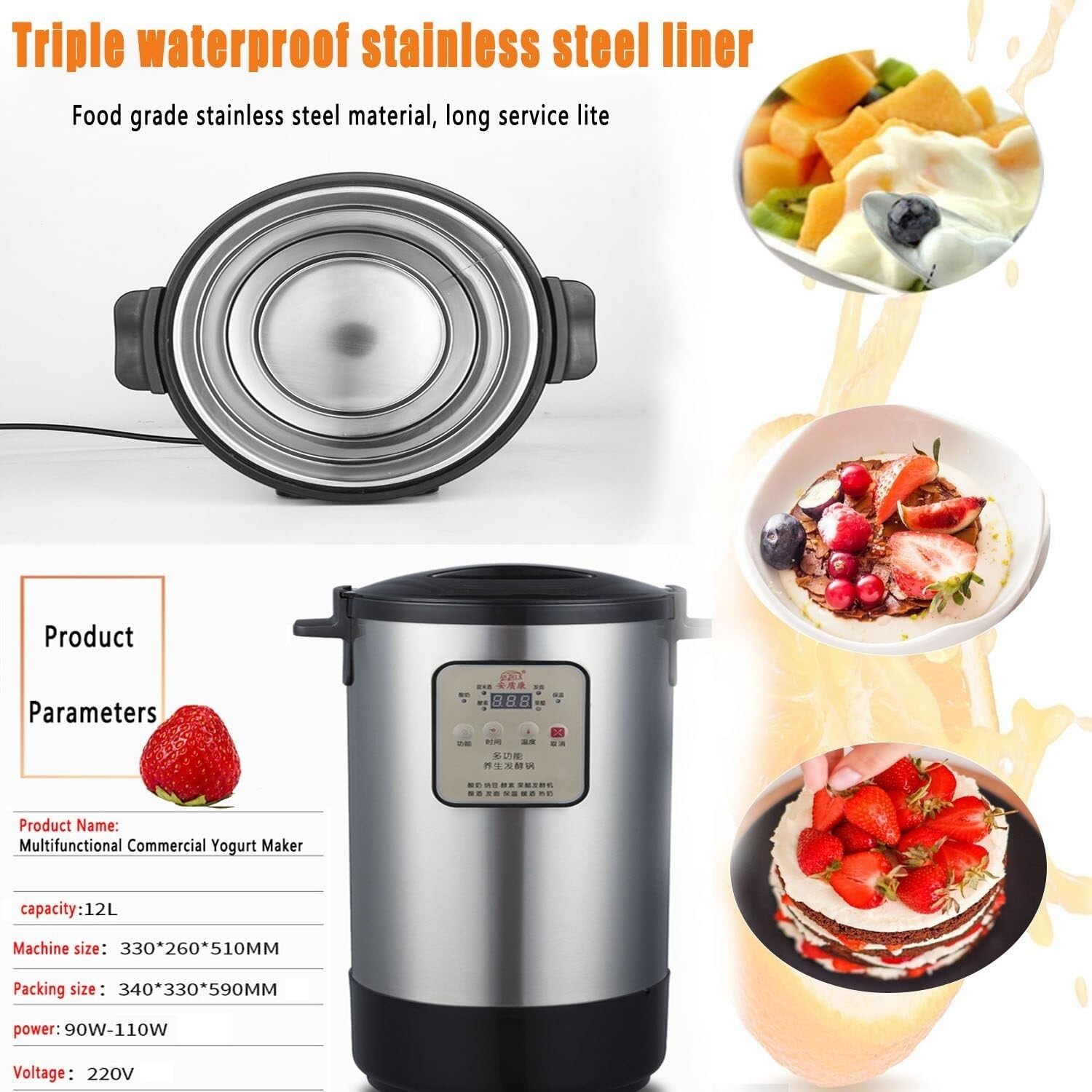DIY Yogurt Dough Fermentation Maker Electric Fermenter 12l Multifunctional Automatic Constant Temperature Yogurt Natto Fermentation Machine Rice Wine Maker
