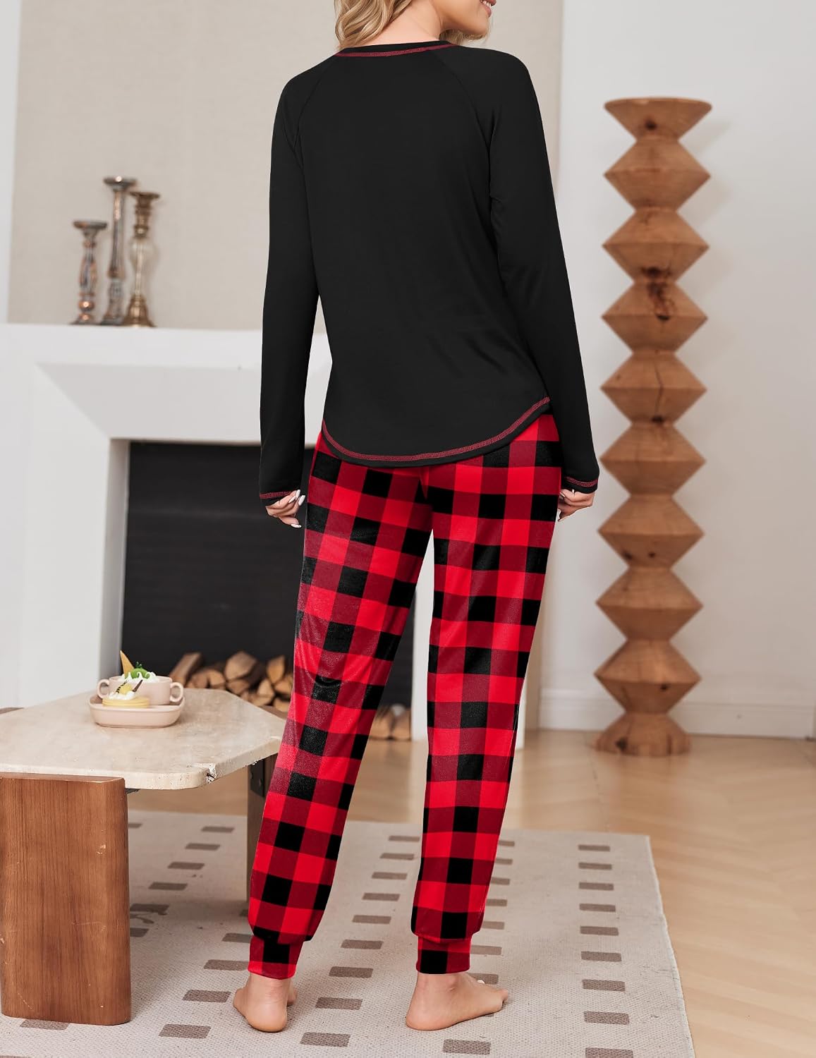 Ekouaer 2 Pack Womens Pajama Sets Soft Jogger Pjs Long Sleeve Lounge Sets image 3