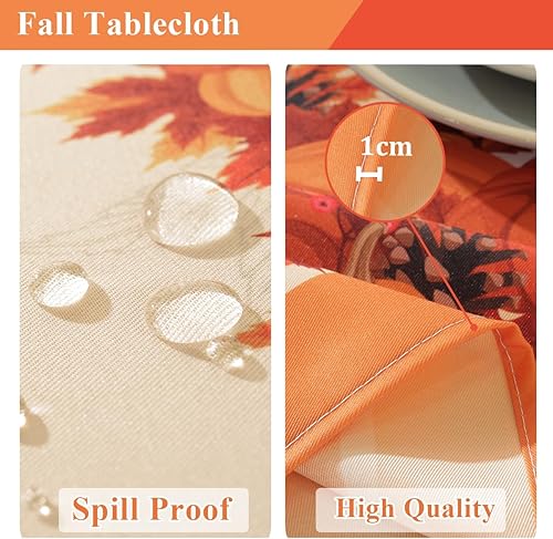 Miniatura 6 de Mantel de otoño para mesas rectangulares, mantel de hojas de arce a prueba de derrames y resistente a las arrugas, para cena de Acción de Gracias,