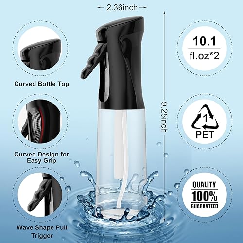 Miniatura 2 de IMPORX Botella pulverizadora continua para cabello (10.1 onzas/10.1 fl oz), paquete de 2 botellas de spray esenciales para el hogar para limpieza,