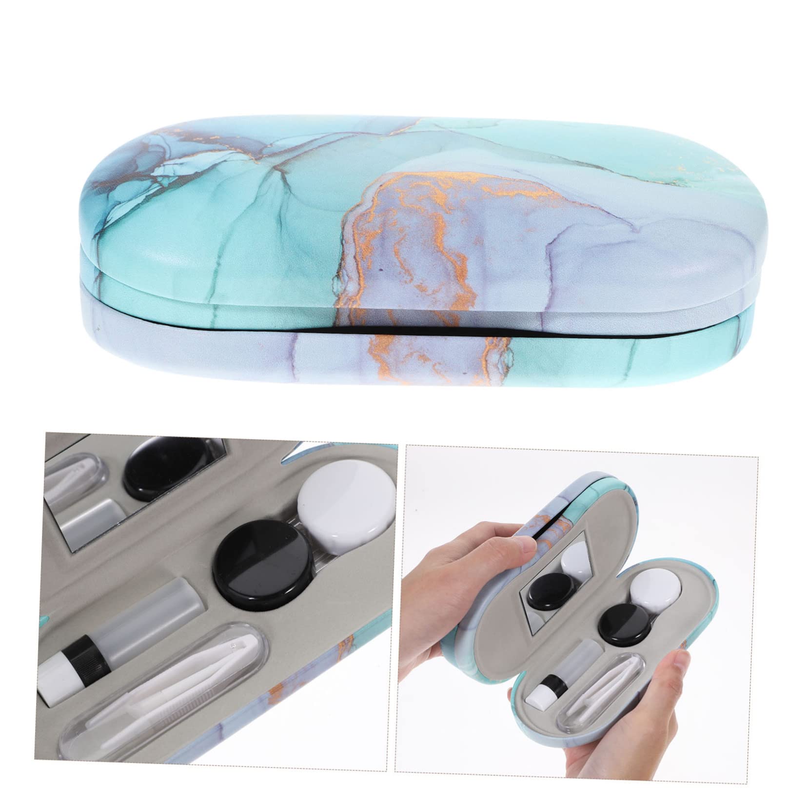 Narzędzia do kadrowania 5 zestawów Dwuwarstwowe etui na okulary Czerwone dla oczu Zbiornik do terrarium Niebieskie garnitury Dekoracyjne etui na okulary Etui do przechowywania Twarda skorupa Flokowani