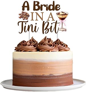Espresso Martini Bachelorette Cake Decorations A Bride in A Tini Bit Cake Topper Weenies and Tinies Bridal Shower Decorations for Women Martini Theme Bride to Be Decor Wedding Party Supplies(Brown)