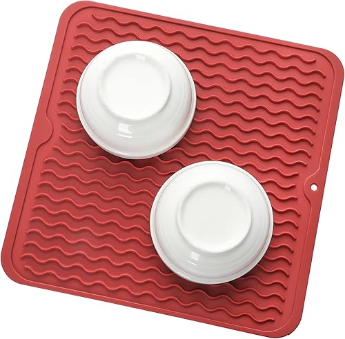 Miniatura 8 de MicoYang Tapete de silicona para secar platos para múltiples usos, fácil de limpiar, ecológico, tapete de silicona resistente al calor para encimera