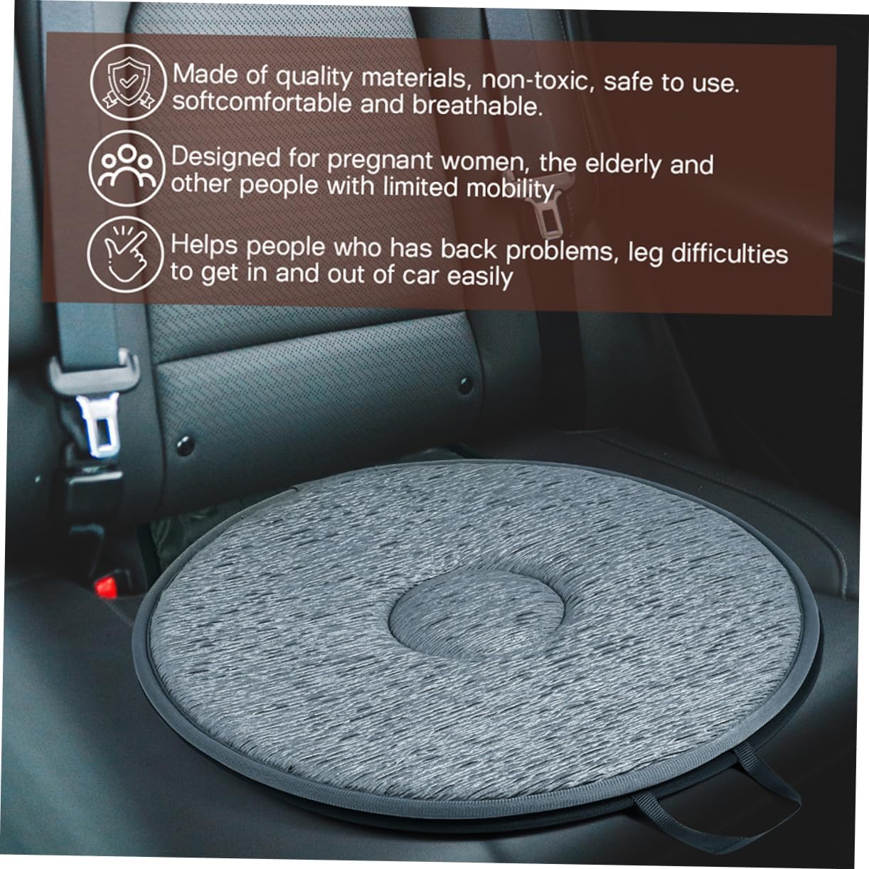 Mobestech Rotating Car Seat Pad Swivel and Gel Car Seat Swivel Cushion for Elderly
