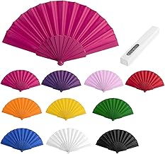 Pack of 100 Assorted Colours Plastic and Polyester Fabric Fans for Events Favours for Guests Wedding Communion Christening (100)