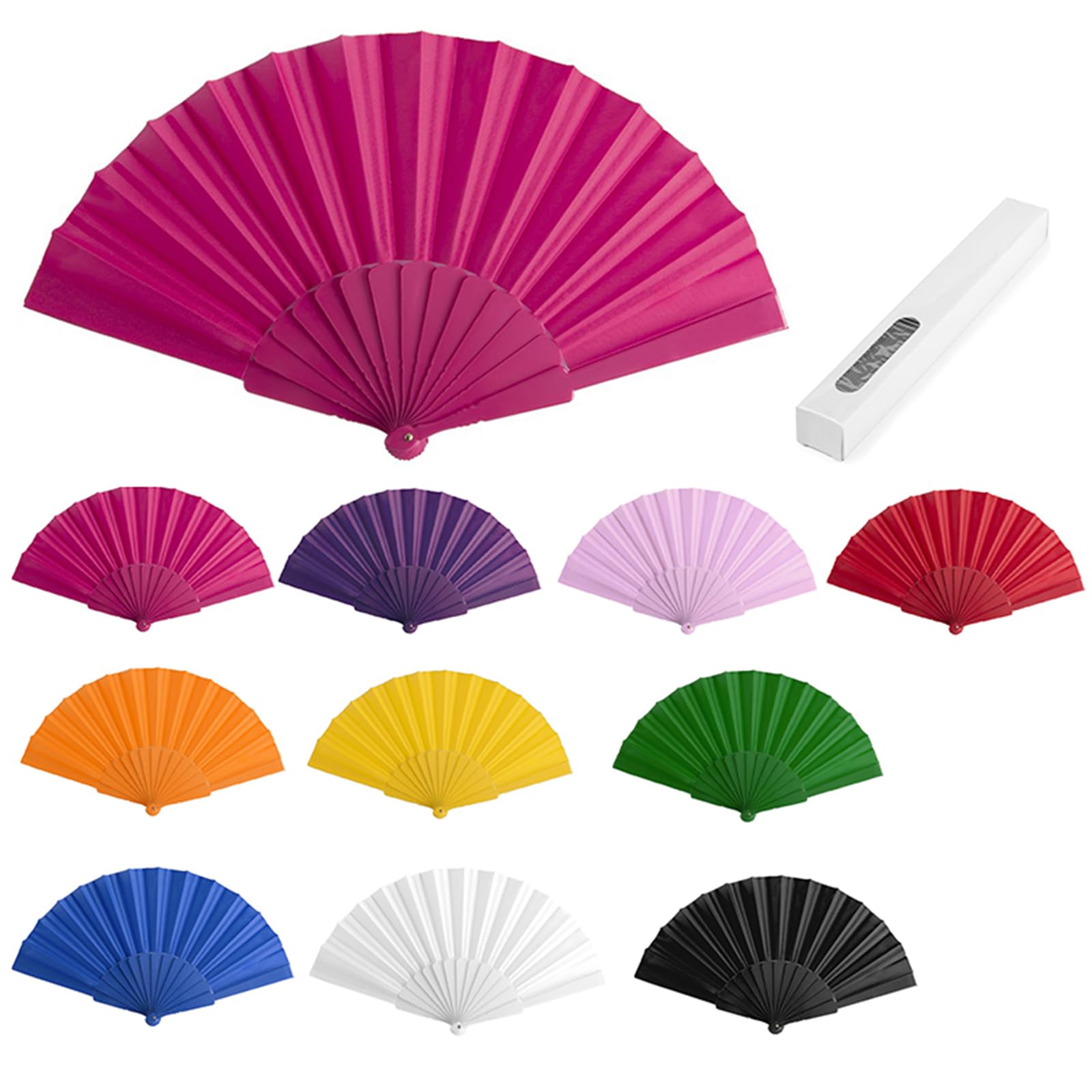 Lote de 50 Abanicos para bodas colores surtidos de plástico y tela. Abanicos para eventos, detalles para los invitados, boda, comunión o bautizo. (50)