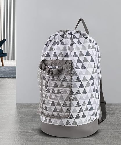 Miniatura 6 de Dalykate - Mochila de lavandería, con correas de hombro y bolsillo de malla de nailon duradero para la ropa, con cierre de cordón, para la