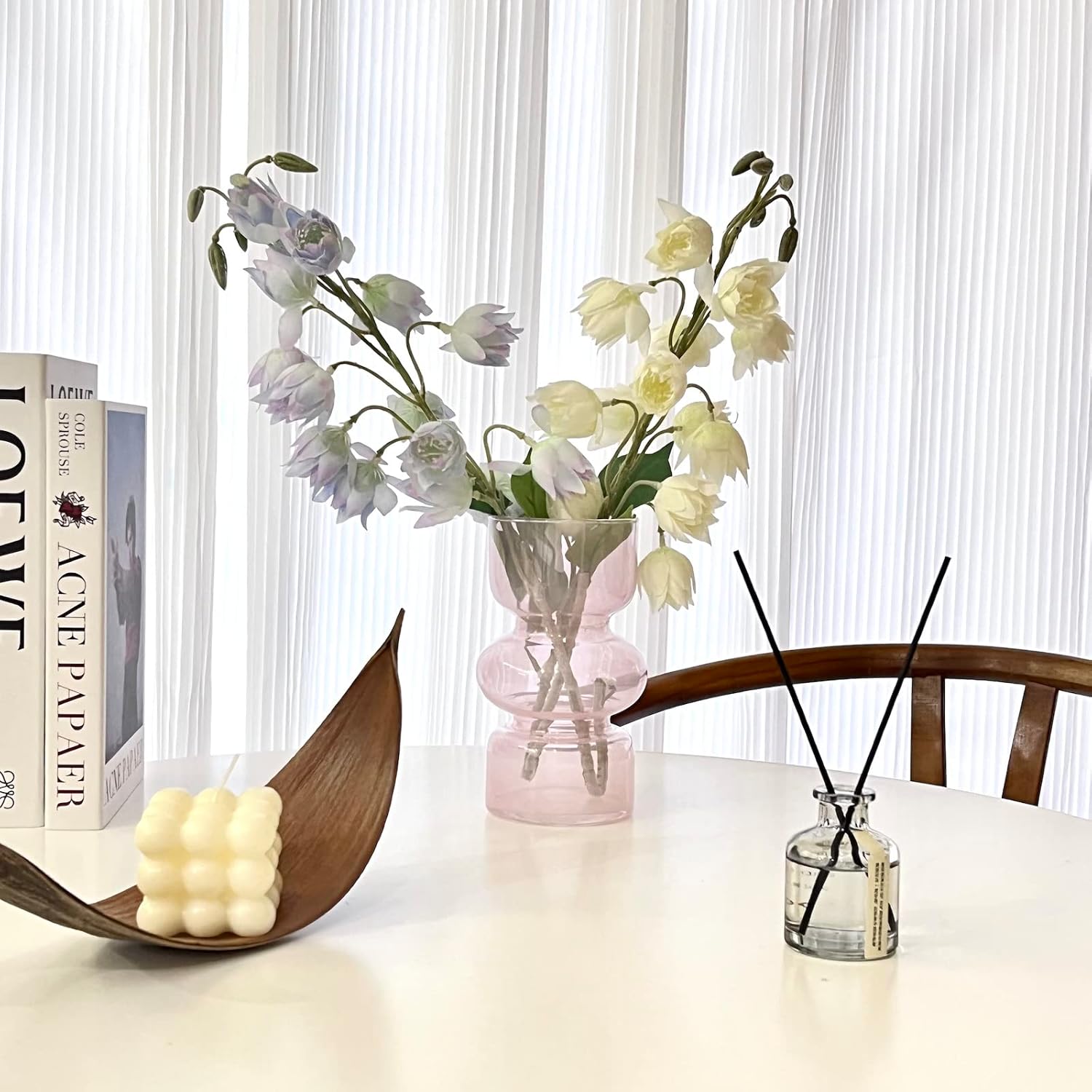 BLOFLO Pink Transparent Glass Hydroponic Vase, 7Inches Colored Glass Vase for Flower, Modern Geometric Three-Layer Floral Vases for Home Office Wedding Table Décor(Pink) - Image 6