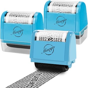 Miseyo Wide Roller Stamp Identity Theft Stamp 1.5 Inch Perfect for Privacy Protection,Anti-Theft Security Confidential Easy for Guard Personal Information Blockout - 3Pack Set