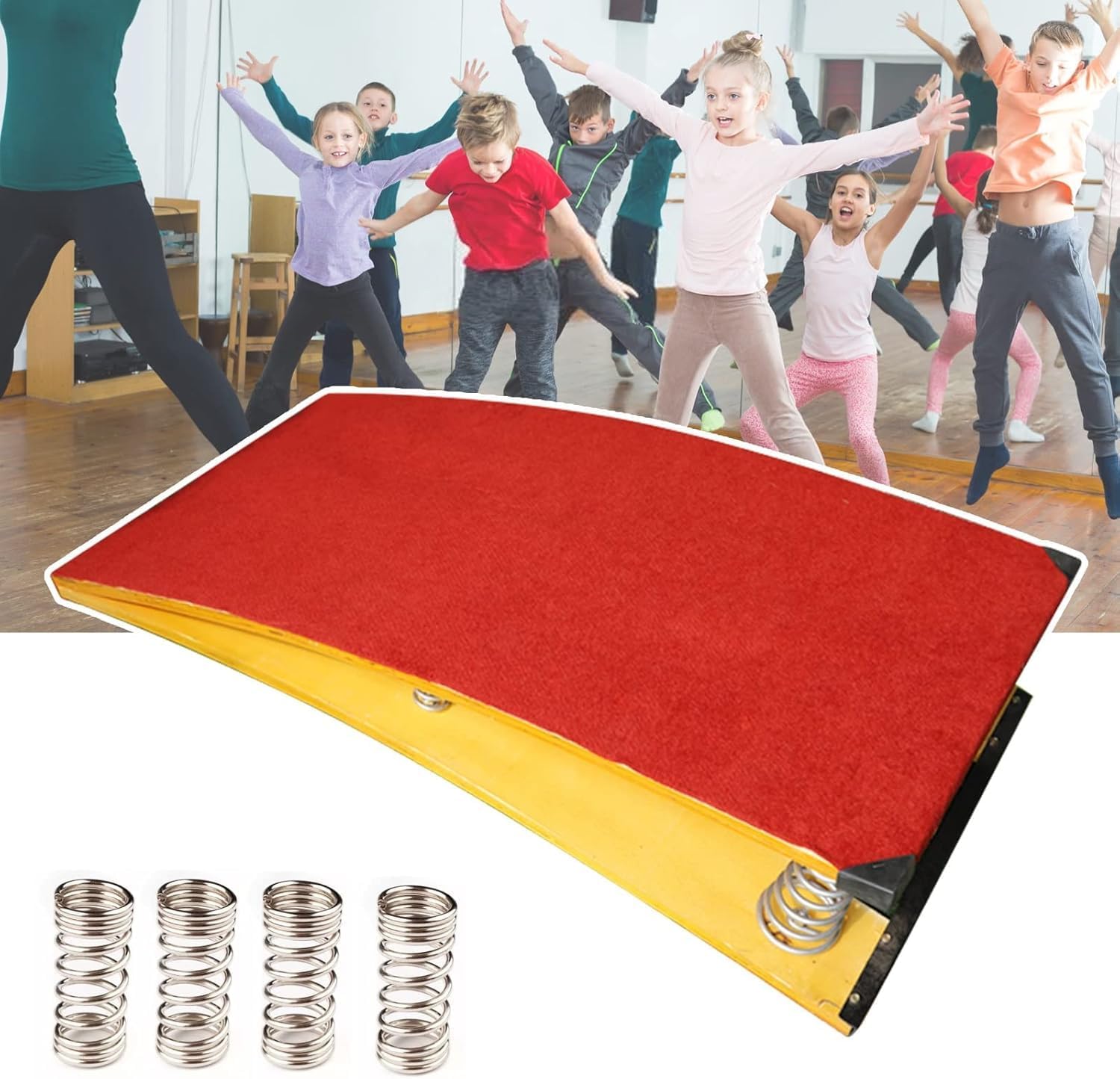 TIST High Jump Spring Board Home Wooden Kids/Toddler/Teenager Vault Spring Board Junior Sport Equipment - Steel Thickened Spring Inside Landing Practice Art Project Assisted Springboard