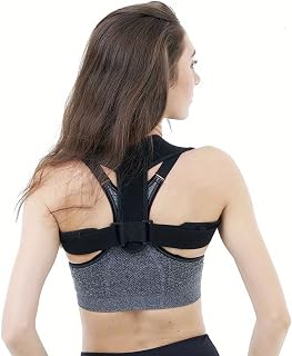 Rückenstützgürtel Corrección de Postura, Corsé de Espalda Ajustable para Mujeres y Hombres, Corrector de Postura Transpirable para Mejorar la Postura Corporal, Negro