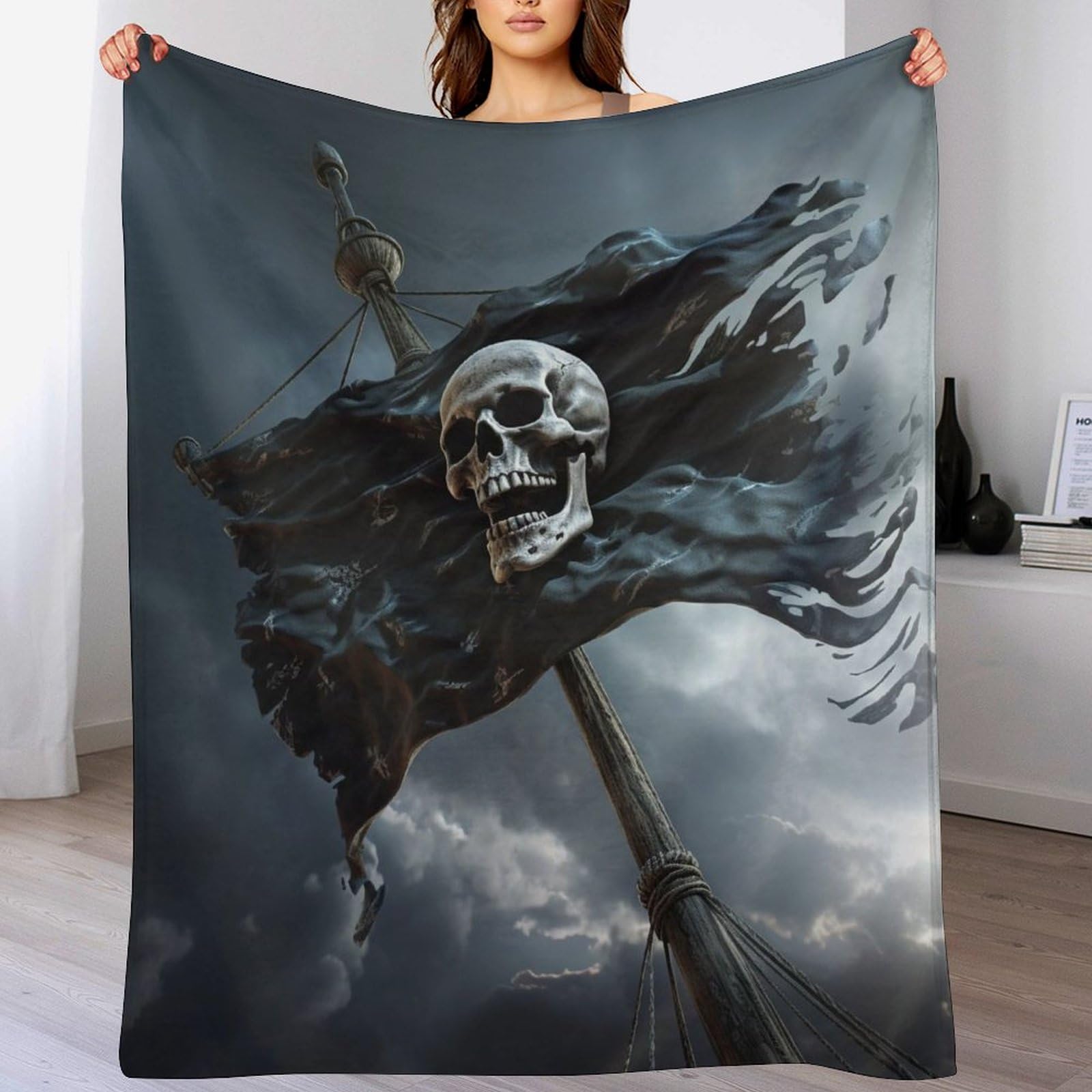Couverture polaire crâne de pirate pour des soirées cocooning douillettes sur le canapé