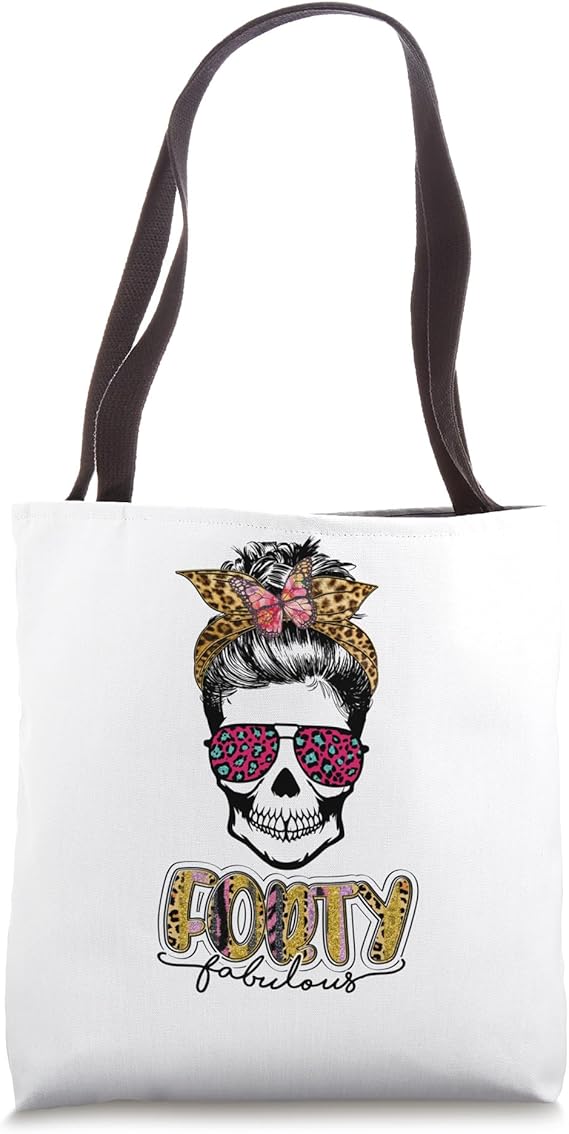 Forty & Fabulous Sugar Skull Mom 40th Birthday Gifts Tote Bag