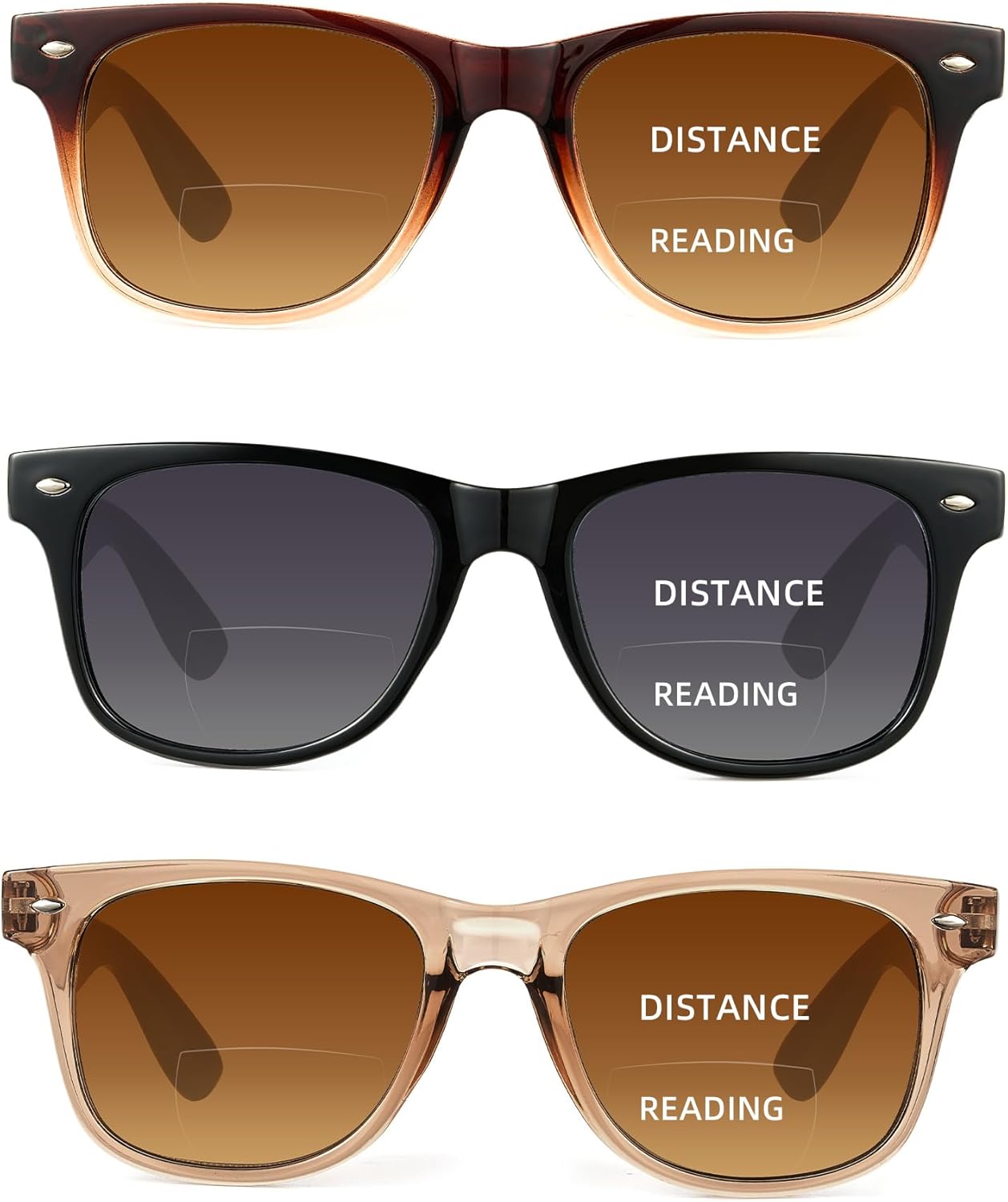 LADEESSE 3 Pack Bifocal Reading Sunglasses for Women, UV400 Sun Readers Glasses Spring Hinge Outdoor Sunglasses - Image 7