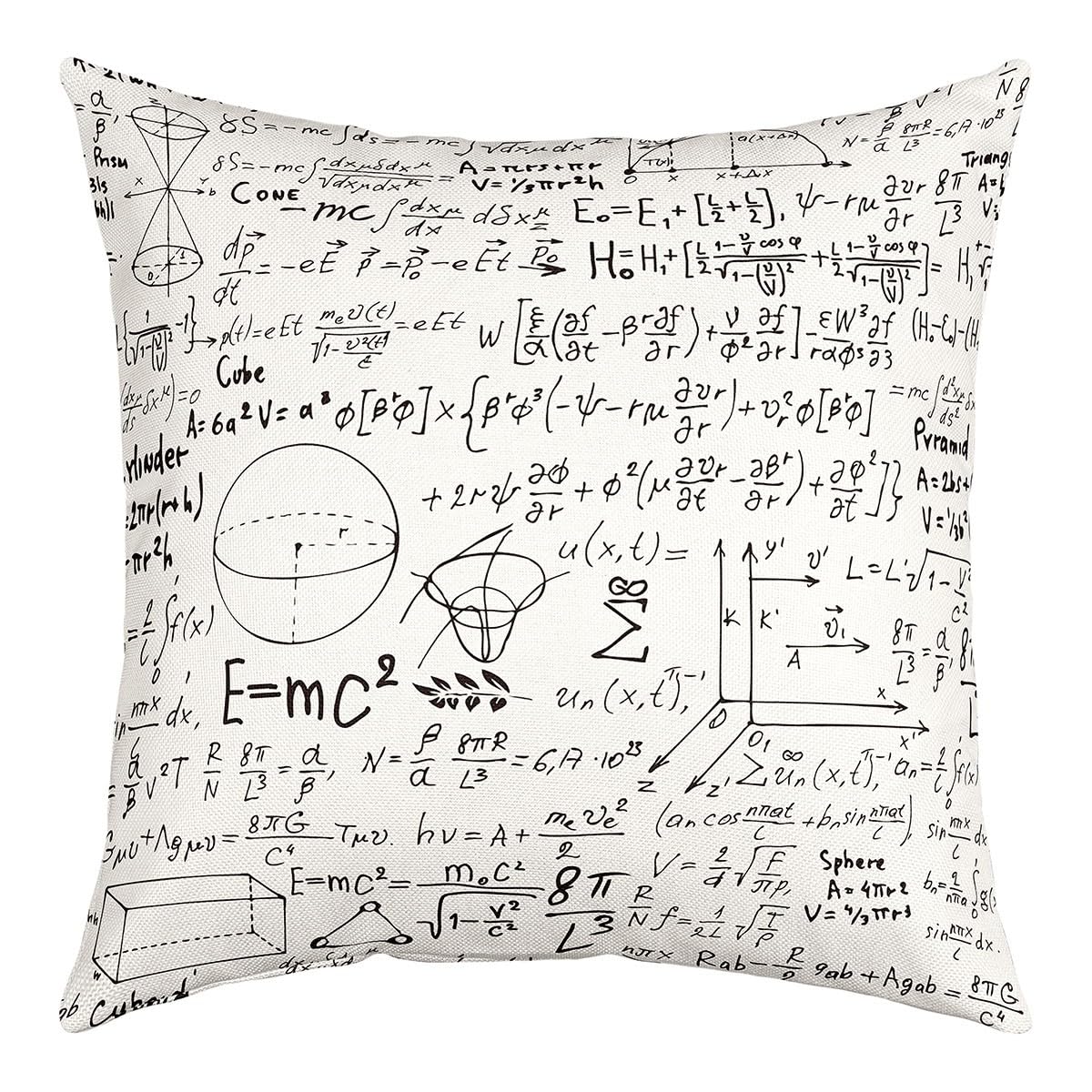 Richhome Multi 07 Mathematics Formula Throw Pillow Cover,Math Science Numbers Formules Cushion Cover 18"X18" For Car Rv,School Genius Student Educational Pillowcase Outdoor Pillow Cover Single Pack
