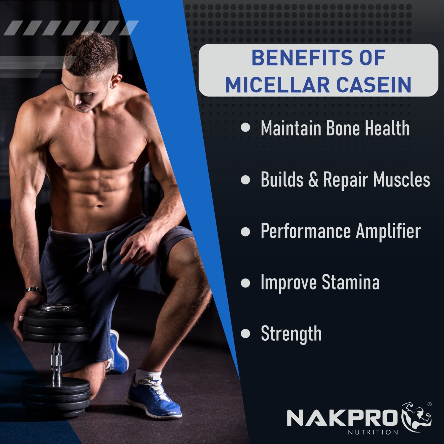 NAKPRO 100% Micellar Casein Protein Supplement |26.02g Protein, 11g EAAs, 5.26g BCAA-Coffee-1 Kg 3