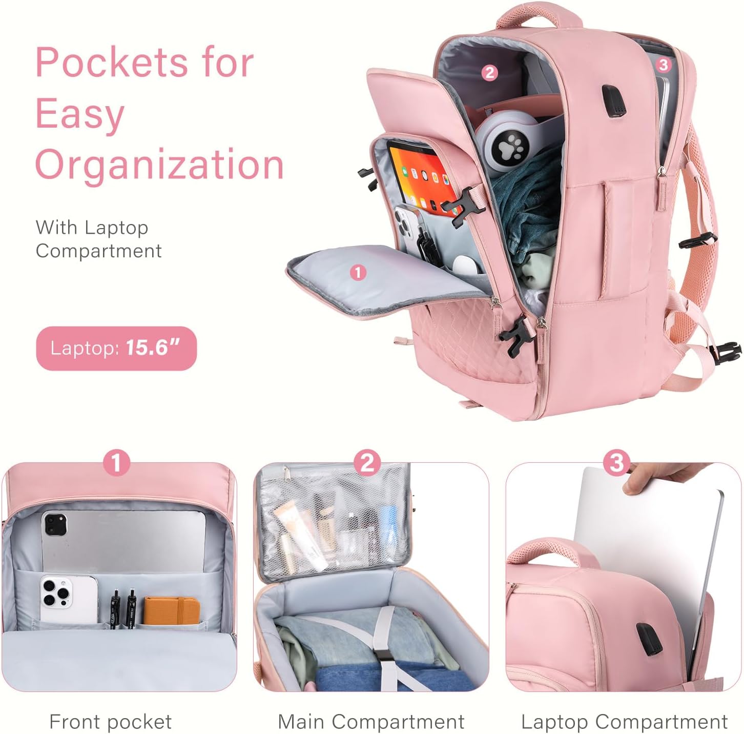 MOSISO 40L Rhombus Quilted Travel Backpack with Drawstring Bag&Compatible with MacBook Air 13 inch Case 2025-2022 M4 M3 M2,Hard Case&Puffy Bag&Keyboard Cover&Webcam Cover&Screen Film,Sage Green&Pink