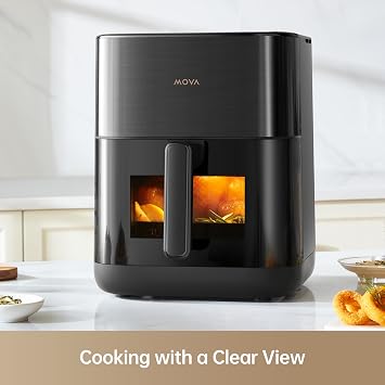Mova FD10Pro Air Fryer, 6.3QT Large Digital Airfryer with Visible Window, 11 Preset Cooking Modes, Dual Heating System 122-450F Precise Heat for Even Results, Non-Stick Baskets