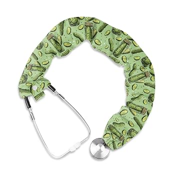 LedBack Green Stretchy Protective Covers for Nurses Removable Stethoscope Cover Universal Fit Stethoscope Accessories Pickle Pattern Stethoscopes Sleeve with Button Down Design