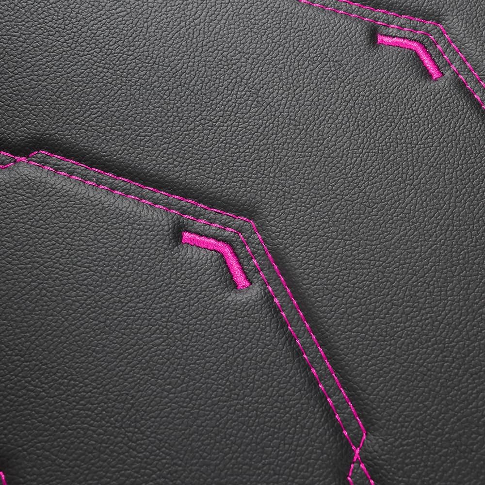 Comfortable Leather Auto Car Seat Covers Front & Rear Seat Protector Fit Sedan SUV 5 Seats Full Set Universal Fit (Black and Rose, Full Set)