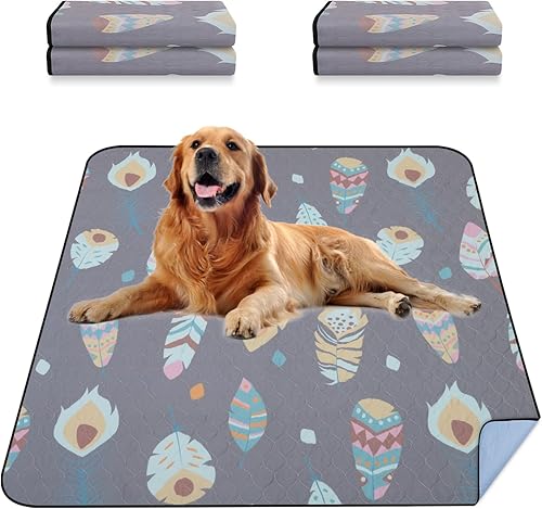 LOOBANI Almohadillas lavables para orina de perros de 18 x 24 pulgadas, paquete de 4 almohadillas reutilizables súper absorbentes y a prueba de