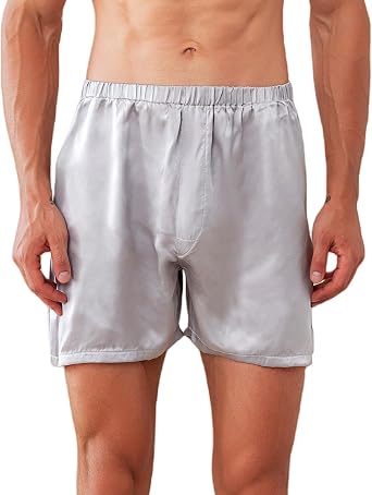 Mens 100% Mulberry Silk Boxer Shorts, for Nightwear, Beach, Travel