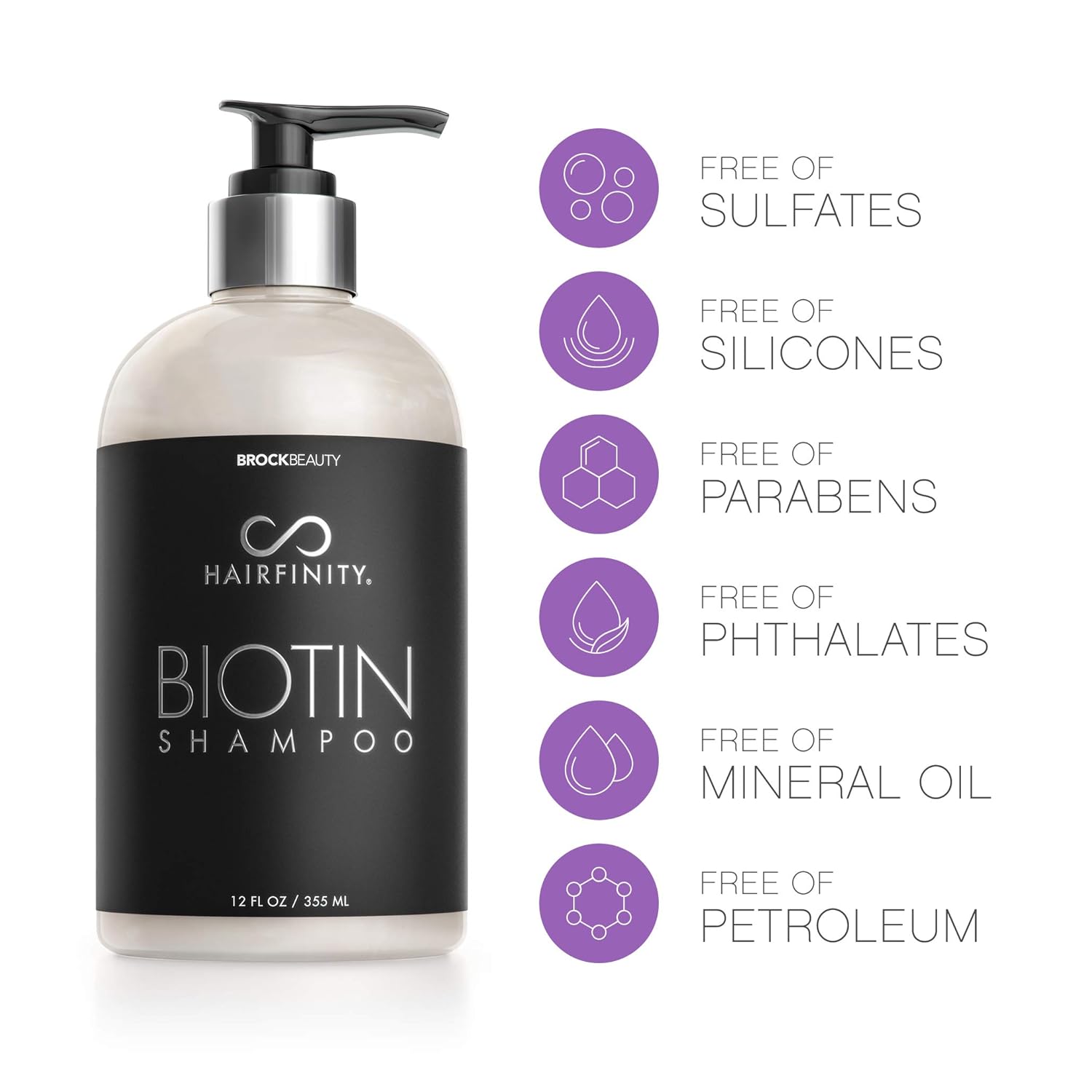 Hairfinity Biotin Shampoo - Sulfate and Silicone Free - Best for Damaged, Dry, Curly or Frizzy Hair - Thickening for Fine, Thin Hair Safe for Color and Keratin Treated Hair : Beauty & Personal Care