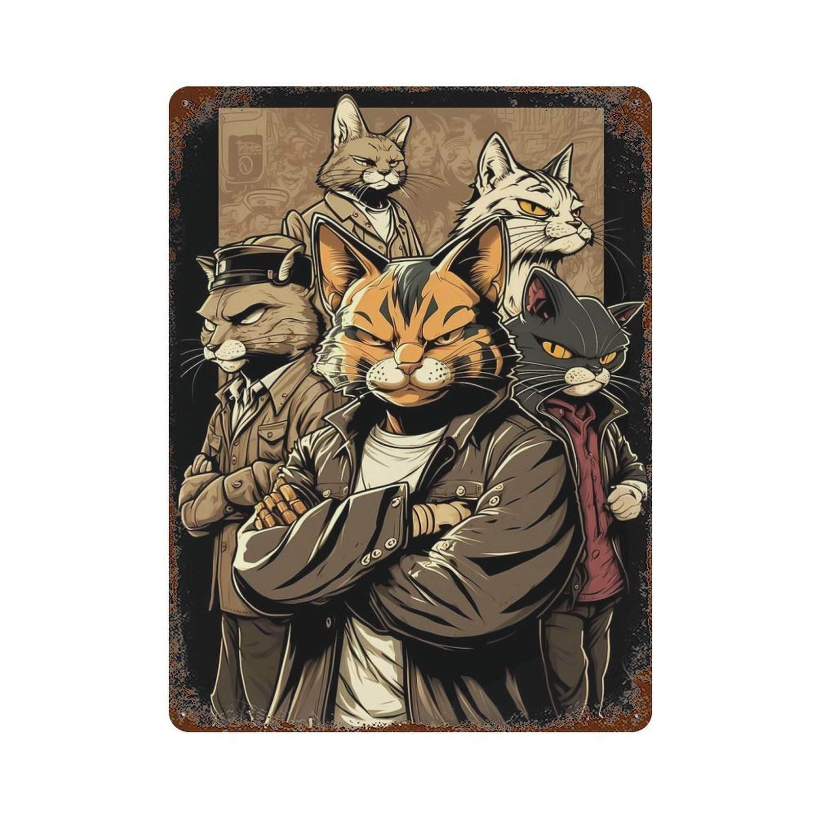 Rust Effect The Catfather Rusty Metal Tin Sign 15.7"x11.8", Rustic Home Decor for Living Room, Hallway And Home Decor